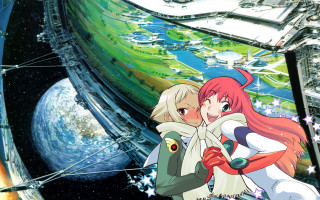 Anime couple space planet stars - epsylon point free wallpaper