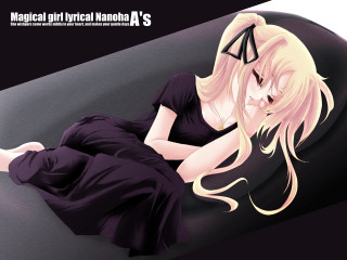 Gothic anime blonde woman laying - a pillow free wallpaper
