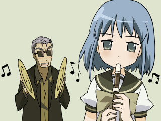 Blue hair glasses singing bananas - a man and a woman free wallpaper