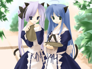 Anime girls cat ears waitress - a purse free wallpaper