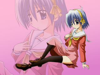 Girl purple short girl sitting - anime visual free wallpaper