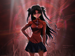 Anime girl black hair red 4 - ufotable free wallpaper