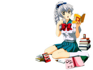 Girl book coffee stack bow - visual free wallpaper