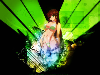 Woman green bikini butterfly net - a butterfly free wallpaper