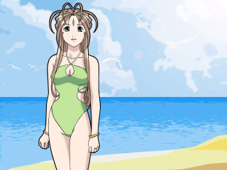 Cartoon girl beach ocean bird - a beach near the ocean free wallpaper