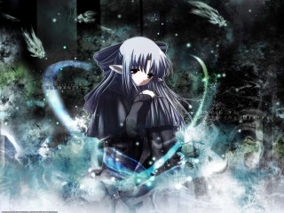 Anime gothic silverhair birds night - a background free wallpaper