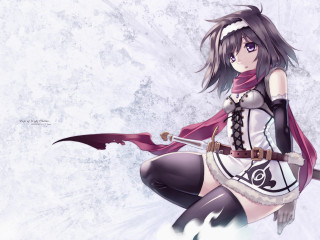 Fantasy anime woman scarf sword - her neck free wallpaper