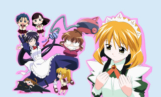 Anime group blue pink white - white background free wallpaper