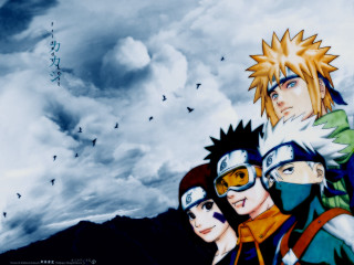 Sky birds clouds anime group - overhead in the background free wallpaper