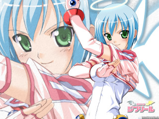 Anime angel greeneyes bluehair halo - blue hair free wallpaper