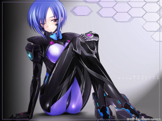 Futuristic suit woman anime background - leg free wallpaper