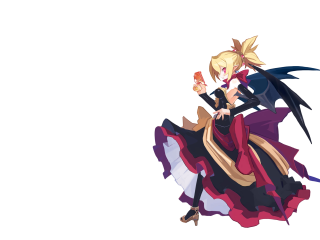 Demon girl blonde wings sword - a long dress free wallpaper