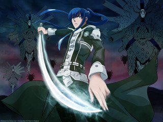 Anime sword demon background blue - above her free wallpaper