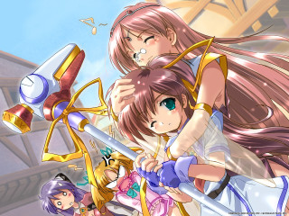 Anime girls long hair sword - a group of anime girls free wallpaper