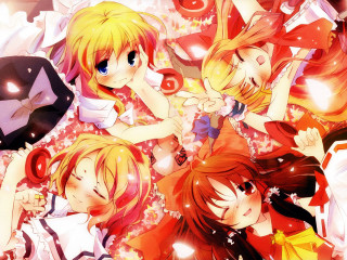 Anime girls umbrellas blonde brown - umbrella free wallpaper