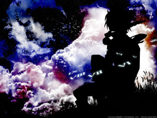 Silhouette bench clouds stars moon - a sky full free wallpaper