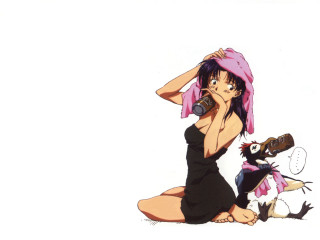 Woman black dress cat bird - neoexpressionism free wallpaper