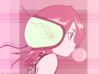 Pink girl pink hat bubble - pop surrealism free wallpaper