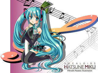 Anime girl blue hair music - a guitar free wallpaper