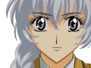 Anime girl greyhair bigeyes brownvest - his shoulder free wallpaper