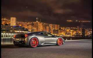 Silver sports car night city 4 - rim free wallpaper