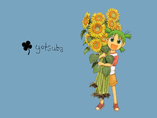 Cartoon girl sunflowers shamrock anime - the side of the picture free wallpaper