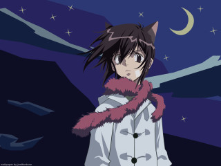 Anime cat ears scarf mountain - his neck free wallpaper