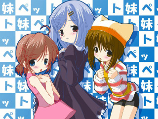 Anime girls checkered background i - the word free wallpaper