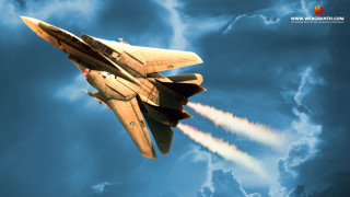 Jet flying cloudy sky rainbow - a jet free wallpaper
