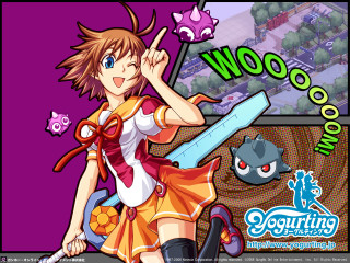 Cartoon girl knife purple background - hint of yayoi kasuma free wallpaper
