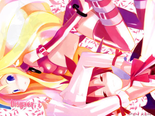 Cartoon girls bed blonde pink - hint of yayoi kasuma free wallpaper