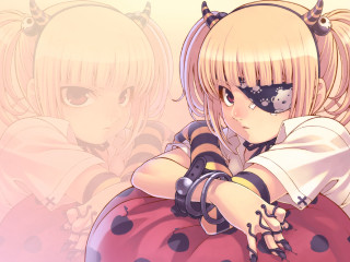 Girl eyepatch polkadot skirt pink - hint of yayoi kasuma free wallpaper