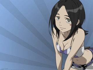 Woman bikini blue sunbursts anime - a picture free wallpaper