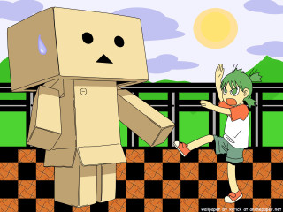 Cartoon robot park greenfield fence - a green field behind free wallpaper