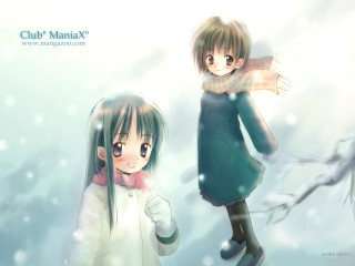 Anime girls snow winter manga - the snow free wallpaper for desktop