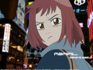 Anime pinkhair browneyes citynight neon - a city free wallpaper