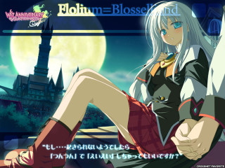 Anime girl ledge fullmoon castle - full free wallpaper