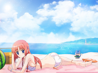 Beach girl watermelon boat sky - a sky background free wallpaper for desktop