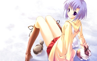 Woman rabbit snow anime pleated - a snow background free wallpaper