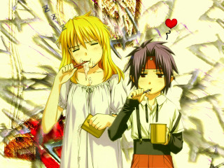 Anime characters heart coffee outdoors - gothic free wallpaper