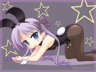 Purple hair anime girl stars - context art free wallpaper