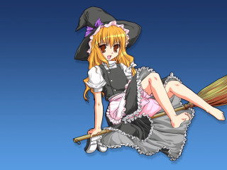 Witch flying broom blonde hat - a broom free wallpaper