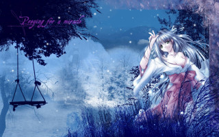 Red dress girl woods swing - a swing free wallpaper