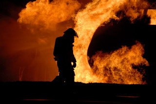 Firefighter large fire flames background - david lachapelle free wallpaper