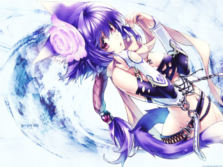 Purple angel sword rose anime - a purple outfit holding free wallpaper