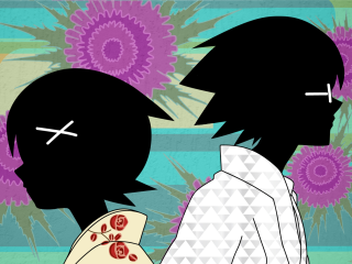 Couple flower cross anime silhouette - their forehead free wallpaper