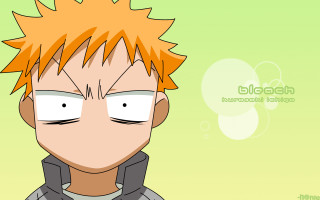 Cartoon orange hair green background - tachisme free wallpaper