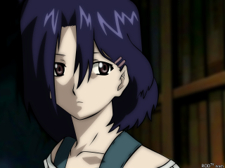 Anime blue hair serious expression - his face free wallpaper