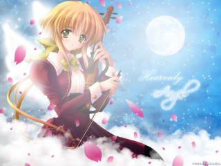 Girl bow arrow clouds moon - a moon in the background free wallpaper