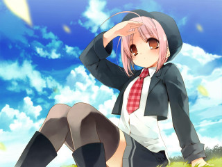 Girl suit tie park sitting - sunny day free wallpaper